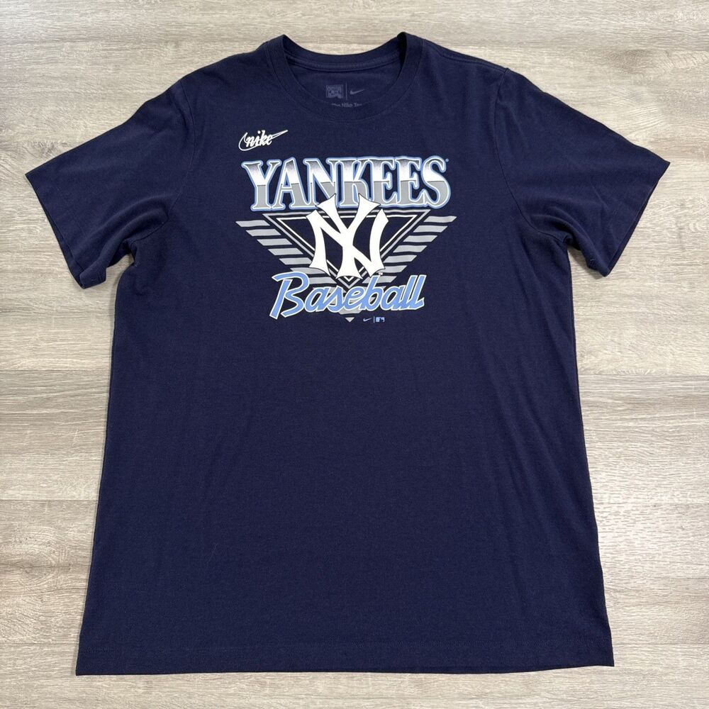 New York Yankees Shirt Nike Baseball Men’s Blue XL MLB NY Logo Tri Blend